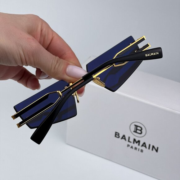 Balmain FIXE BPS-123A-54 Men BRAND NEW Sunglasses Titanium Gold Grey Geometric - Picture 3 of 13